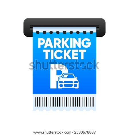Parking tickets. Parking zone. Receipt template. Ticket machine slot. Vector illustration.
