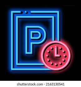 Parking Time neon light sign vector. Glowing bright icon Parking Time sign. transparent symbol illustration