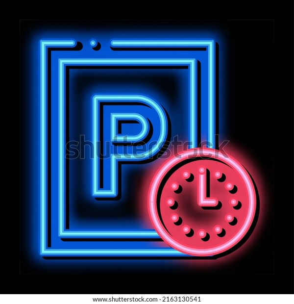 Parking Time neon light\
sign vector. Glowing bright icon Parking Time sign. transparent\
symbol illustration