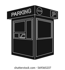 Parking toll booth icon in black style isolated on white background. Parking zone symbol stock vector illustration.