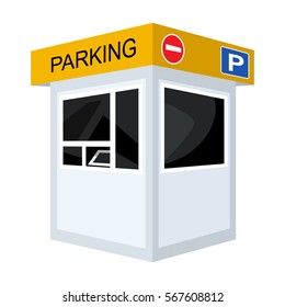 Parking toll booth icon in cartoon style isolated on white background. Parking zone symbol stock vector illustration.