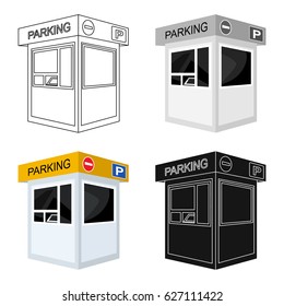 Parking toll booth icon in cartoon style isolated on white background. Parking zone symbol stock vector illustration.