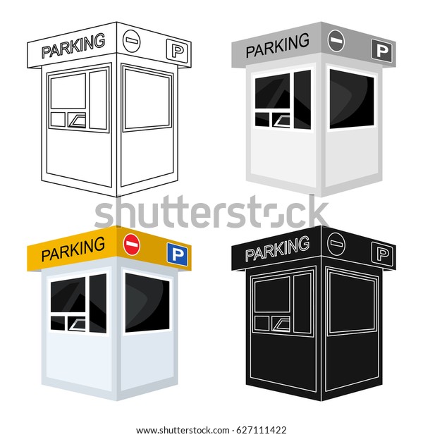 Parking\
toll booth icon in cartoon style isolated on white background.\
Parking zone symbol stock vector\
illustration.