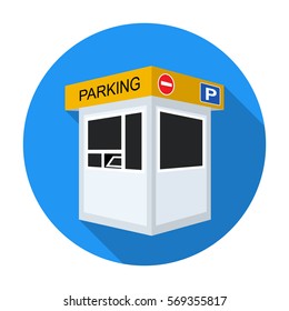 Parking toll booth icon in flat style isolated on white background. Parking zone symbol stock vector illustration.