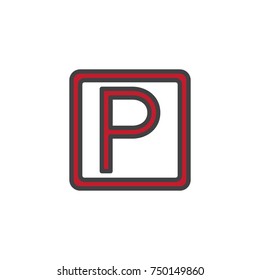 Parking traffic filled outline icon, line vector sign, linear colorful pictogram isolated on white. Symbol, logo illustration. Pixel perfect vector graphics