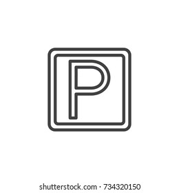 Parking traffic line icon, outline vector sign, linear style pictogram isolated on white. Symbol, logo illustration. Editable stroke