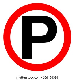 Parking traffic sign on white background
