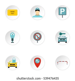 Parking transport icons set. Flat illustration of 9 parking transport vector icons for web