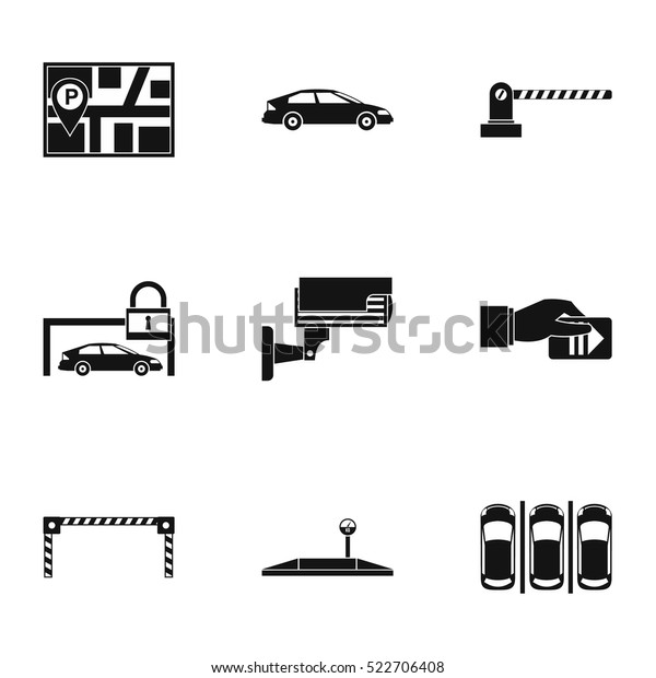 Parking transport icons set. Simple\
illustration of 9 parking transport vector icons for\
web