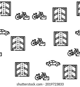 Parking Transport Vector Seamless Pattern Thin Line Illustration