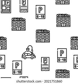 Parking Transport Vector Seamless Pattern Thin Line Illustration