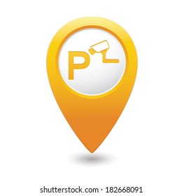 Parking under supervision icon on map pointer.
