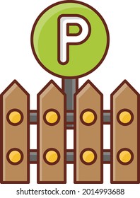 icono de color plano del vector de estacionamiento
