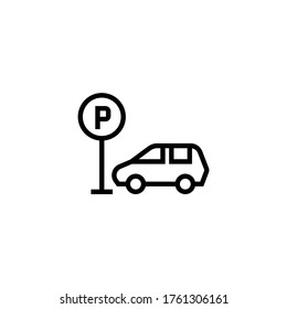Parking vector icon in black line style icon, style isolated on white background