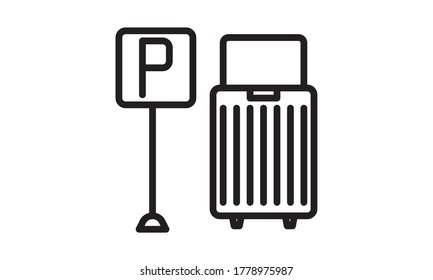 Símbolo gráfico de estilo plano del icono del vector de estacionamiento.