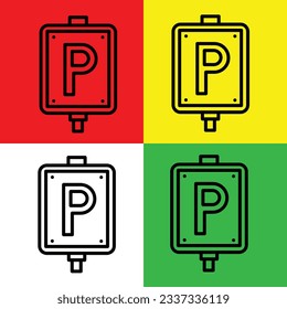 Parking Vector icon, Outline style, isolated on white Background.