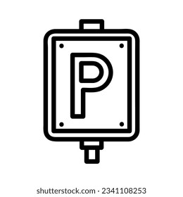 Parking-Vektorsymbol, Outline-Stil, einzeln auf weißem Hintergrund.