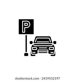icono del vector de estacionamiento. estilo sólido de icono inmobiliario. uso perfecto para logotipo, presentación, sitio web y más. diseño de iconos moderno estilo glifo