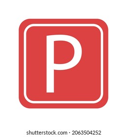 Parking vector icon. Red symbol