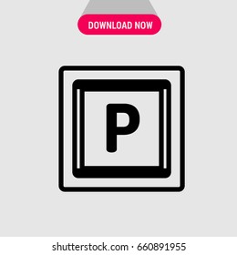 Parking vector icon, Square with black corners and letter p inside symbol. Simple, modern flat vector illustration for mobile app, website or desktop app 