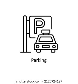 Parking vector Outline icon for web isolated on white background EPS 10 file