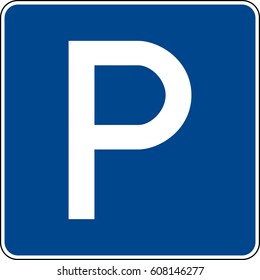 Parking. Vector road sign Germany.