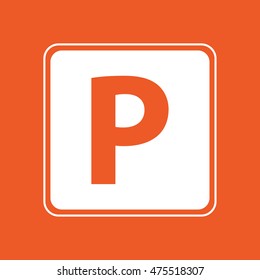 Parking vector sign. Orange background