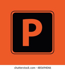 Parking vector sign. Orange background