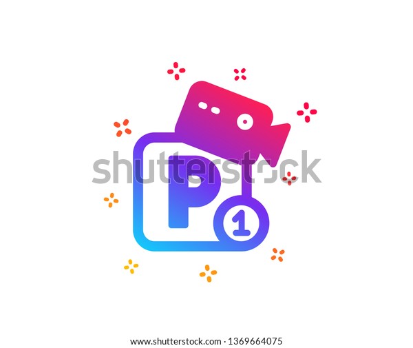 Parking with video monitoring icon. Car\
park sign. Transport place symbol. Dynamic shapes. Gradient design\
parking security icon. Classic style.\
Vector