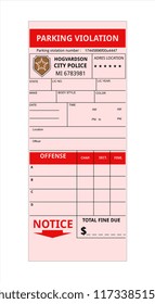 Parking Violation Penalty Document Police Report List Card Transportation 
