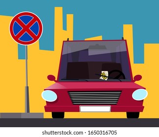 Parking violation ticket on the car windshield