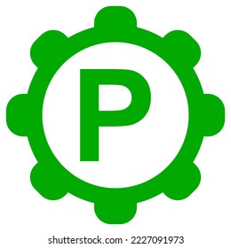 Parking and wheel on white