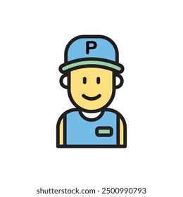 Ilustración vectorial de icono de trabajador de estacionamiento