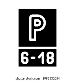 parking working time mark glyph icon vector. parking working time mark sign. isolated contour symbol black illustration