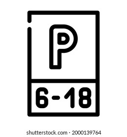 parking working time mark line icon vector. parking working time mark sign. isolated contour symbol black illustration