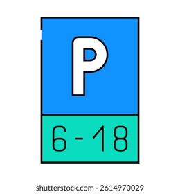 parking working time mark line icon vector. parking working time mark sign. isolated symbol illustration