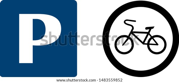 Parking Zone for Auto & Bike Isolated\
on White Background. Vector\
Illustration