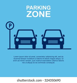 Parking Zone blue background. Vector Illustration