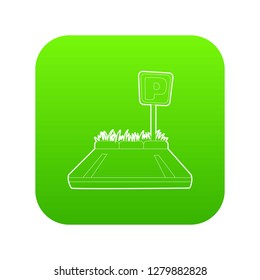 Parking zone icon green vector isolated on white background