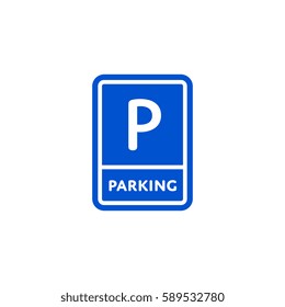 Parking zone roadsign isolated on white background vector illustration. Car parking regulation symbol, traffic sign, road information and help, roadway auto service icon