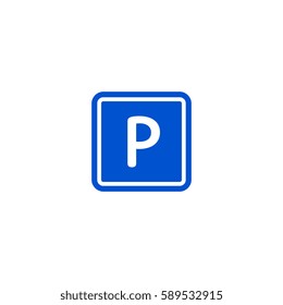 Parking zone roadsign isolated on white background vector illustration. Car parking regulation symbol, traffic sign, road information and help, roadway auto service icon