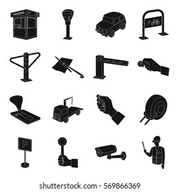 Parking zone set icons in black style. Big collection of parking zone vector symbol stock illustration