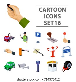 Parking zone set icons in cartoon style. Big collection of parking zone vector symbol stock illustration