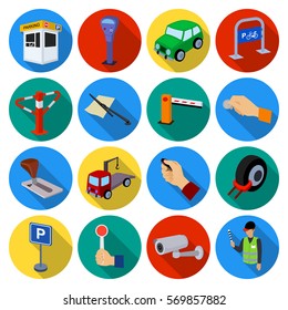 Parking zone set icons in flat style. Big collection of parking zone vector symbol stock illustration