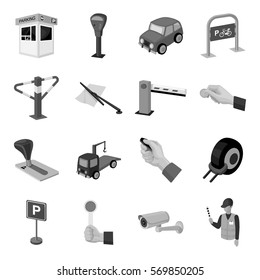 Parking zone set icons in monochrome style. Big collection of parking zone vector symbol stock illustration