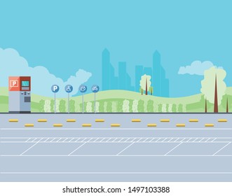 parking zone with ticket machine scene
