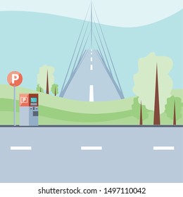 parking zone with ticket machine scene