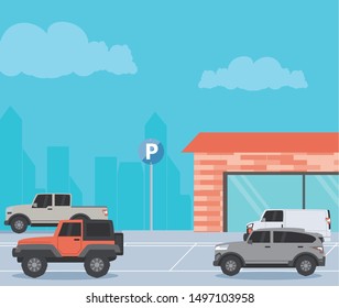 parking zone urban scene icon