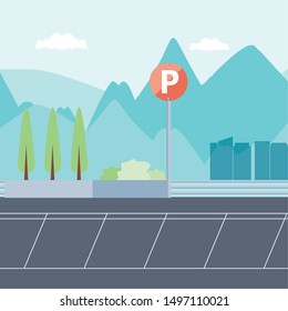 parking zone urban scene icon