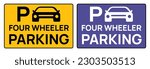 Parking zone vector. two wheeler, four wheeler, three wheeler,VIP parking area, Staff only parking space with vehicle symbols. Auto Rikshaw park stand, car park zone, motorcycle parking area. P icon 